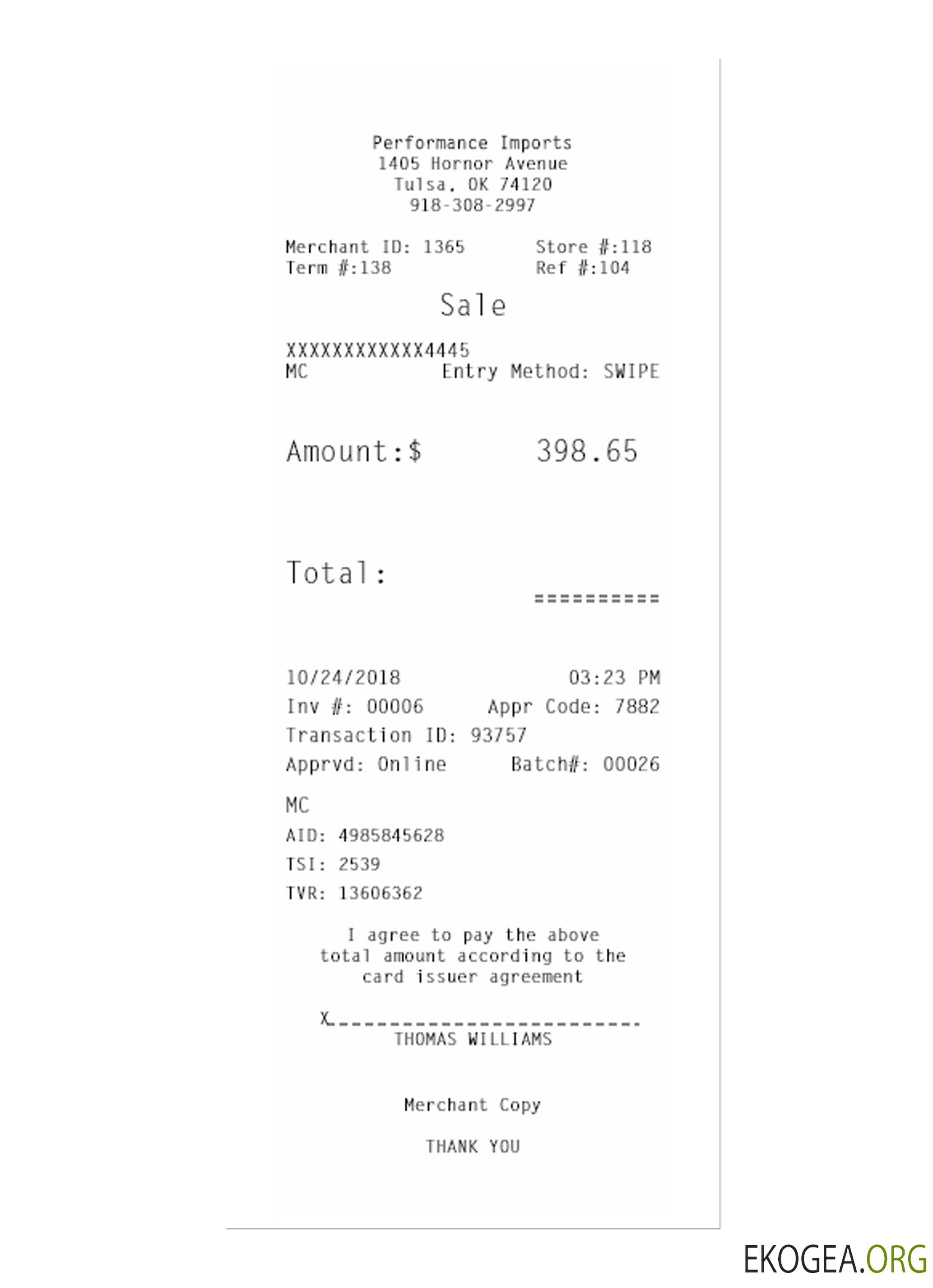 Récépissé PERFORMANCE IMPORTS (1)